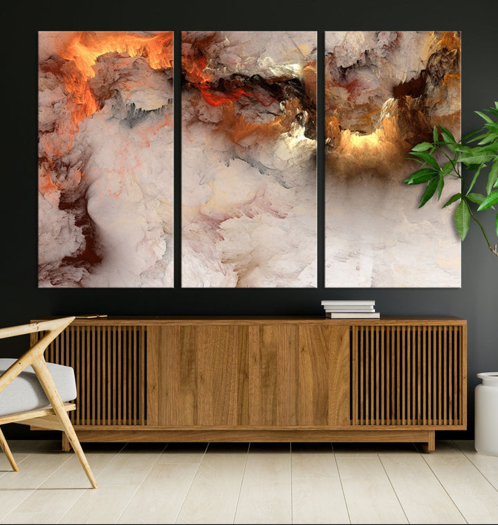 Abstract Smokes Extra Large Canvas Wall Art Print Modern Gray Artwork