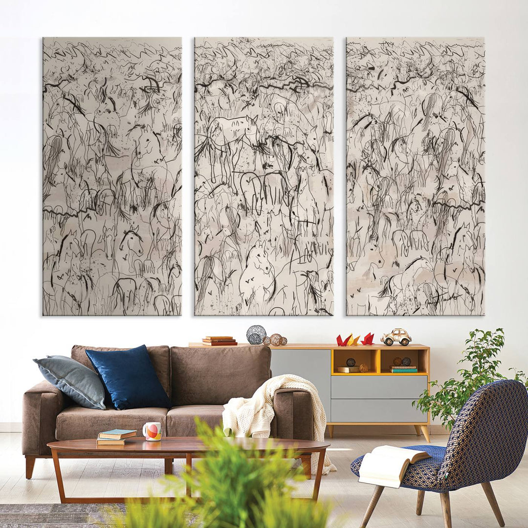 Abstract The Horse Herd Wall Art Canvas Print