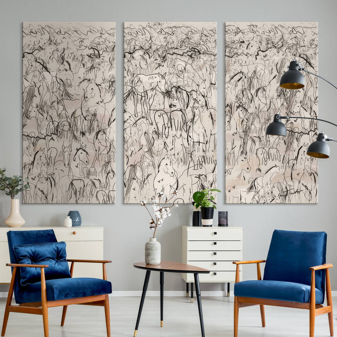 Abstract The Horse Herd Wall Art Canvas Print