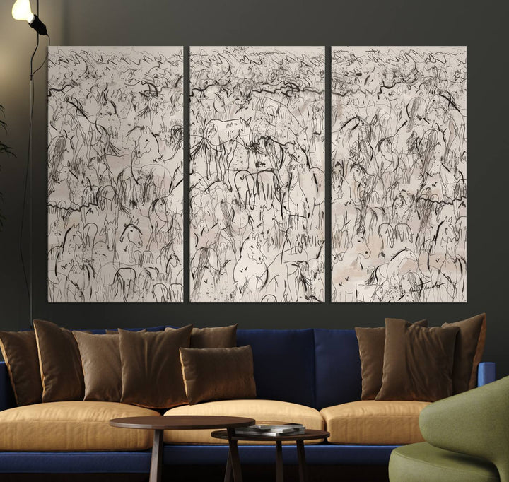 Abstract The Horse Herd Wall Art Canvas Print