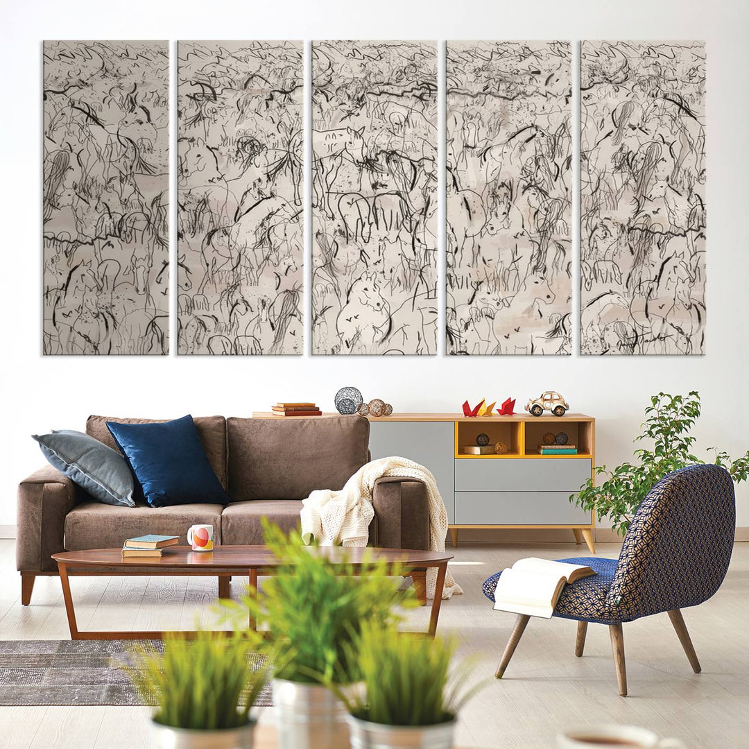 Abstract The Horse Herd Wall Art Canvas Print