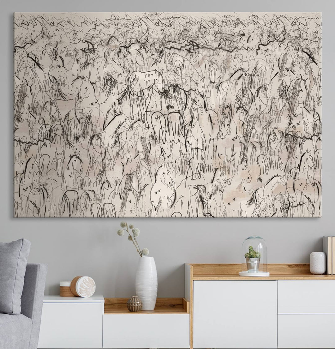 Abstract The Horse Herd Wall Art Canvas Print