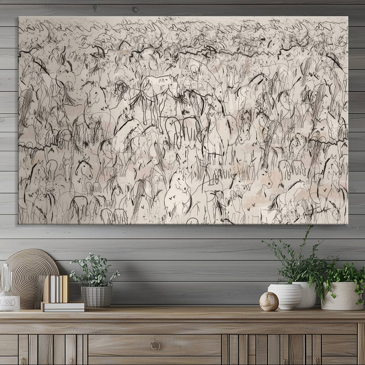 Abstract The Horse Herd Wall Art Canvas Print