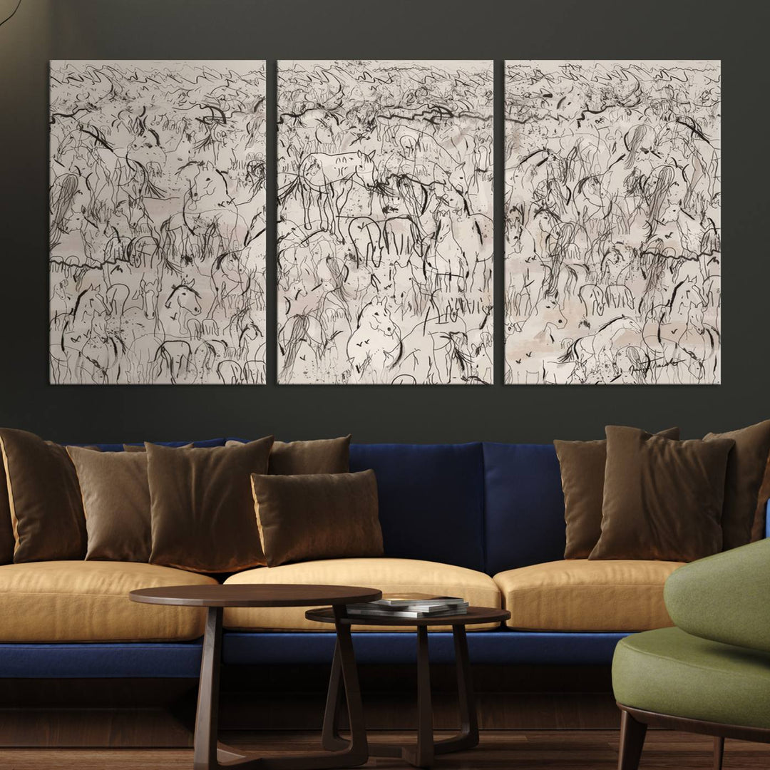 Abstract The Horse Herd Wall Art Canvas Print