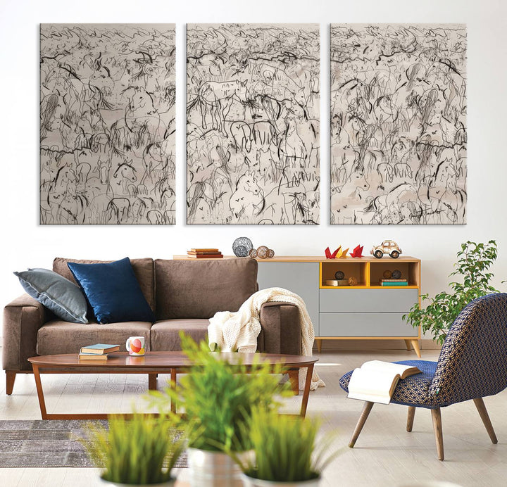 Abstract The Horse Herd Wall Art Canvas Print