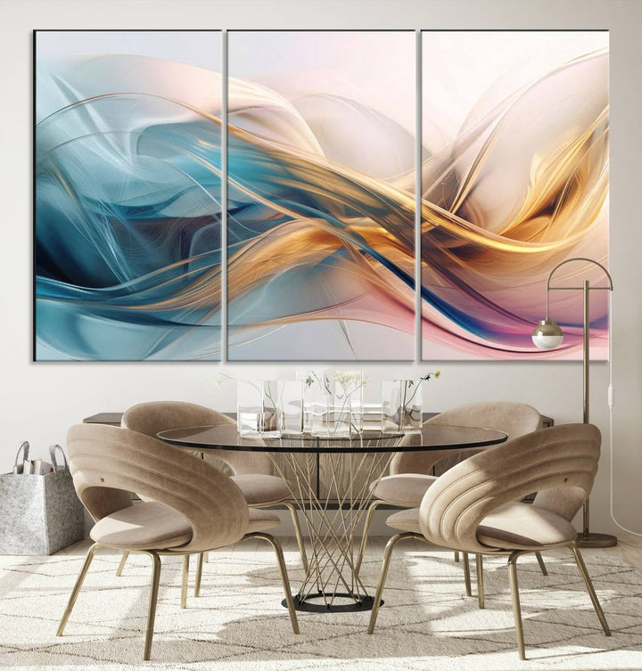 Abstract Turquoise Yellow Wall Art Canvas Print