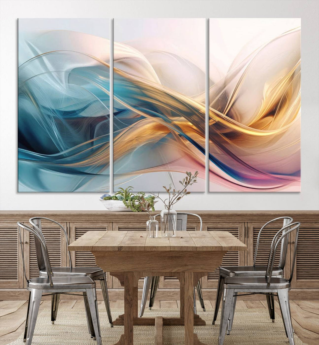 Abstract Turquoise Yellow Wall Art Canvas Print