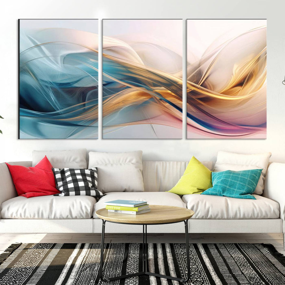 Abstract Turquoise Yellow Wall Art Canvas Print