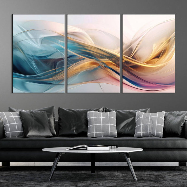 Abstract Turquoise Yellow Wall Art Canvas Print