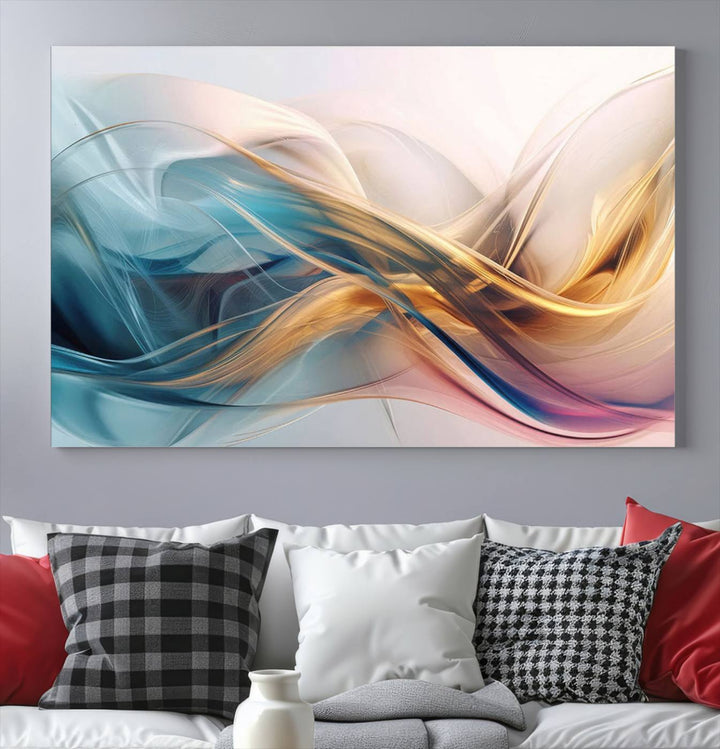 Abstract Turquoise Yellow Wall Art Canvas Print