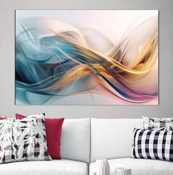 Abstract Turquoise Yellow Wall Art Canvas Print