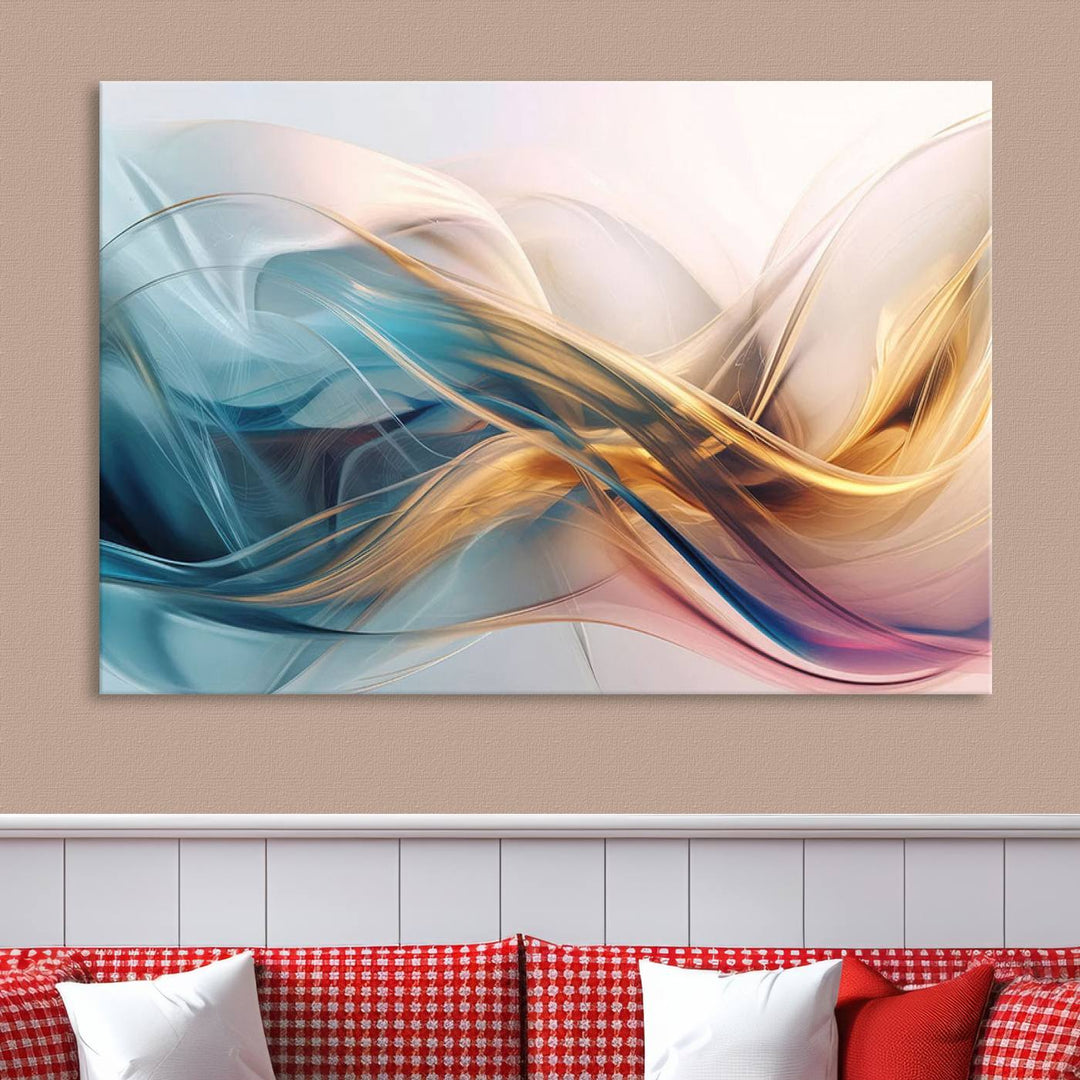 Abstract Turquoise Yellow Wall Art Canvas Print