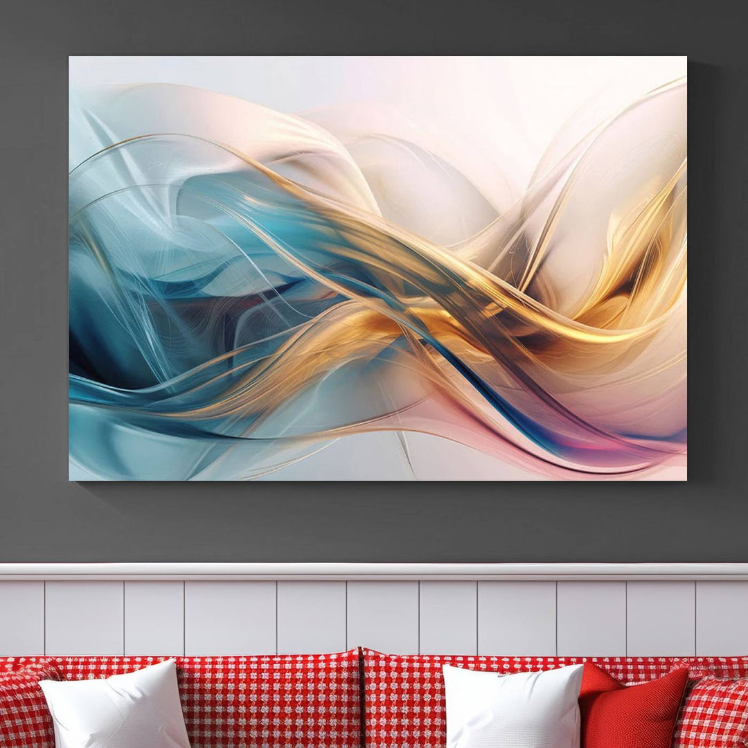 Abstract Turquoise Yellow Wall Art Canvas Print