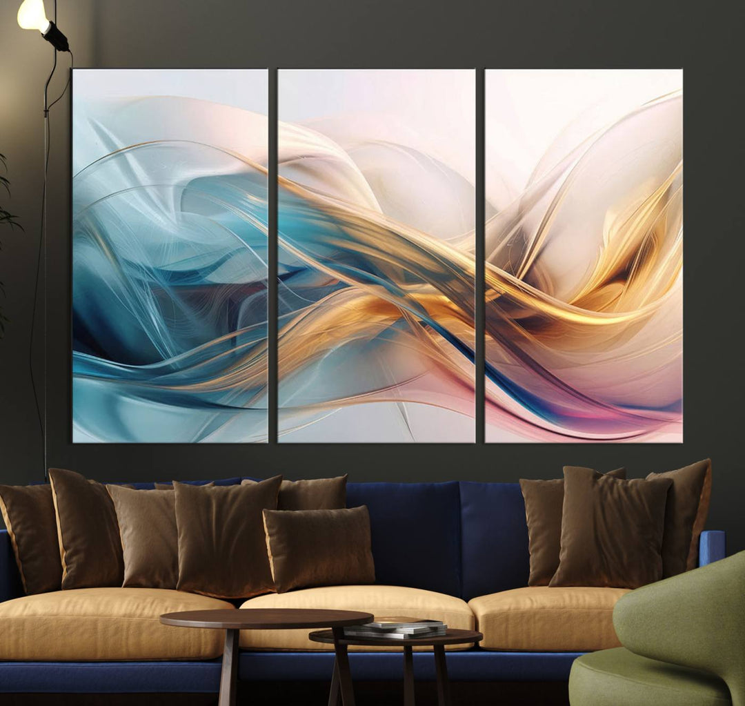 Abstract Turquoise Yellow Wall Art Canvas Print