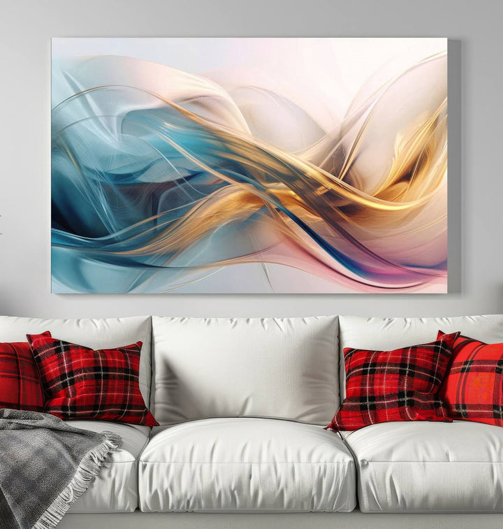 Abstract Turquoise Yellow Wall Art Canvas Print