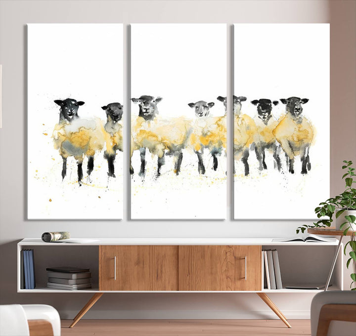 Abstract Watercolor Sheep Wall Art Canvas Print