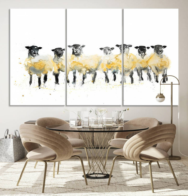 Abstract Watercolor Sheep Wall Art Canvas Print