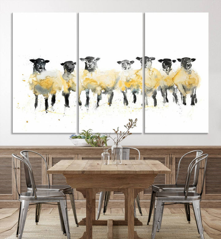 Abstract Watercolor Sheep Wall Art Canvas Print