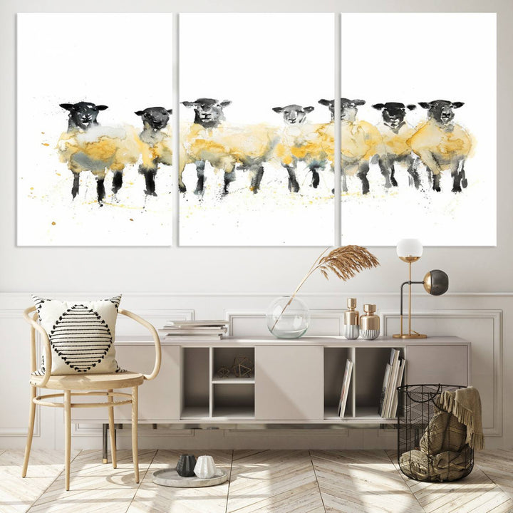 Abstract Watercolor Sheep Wall Art Canvas Print