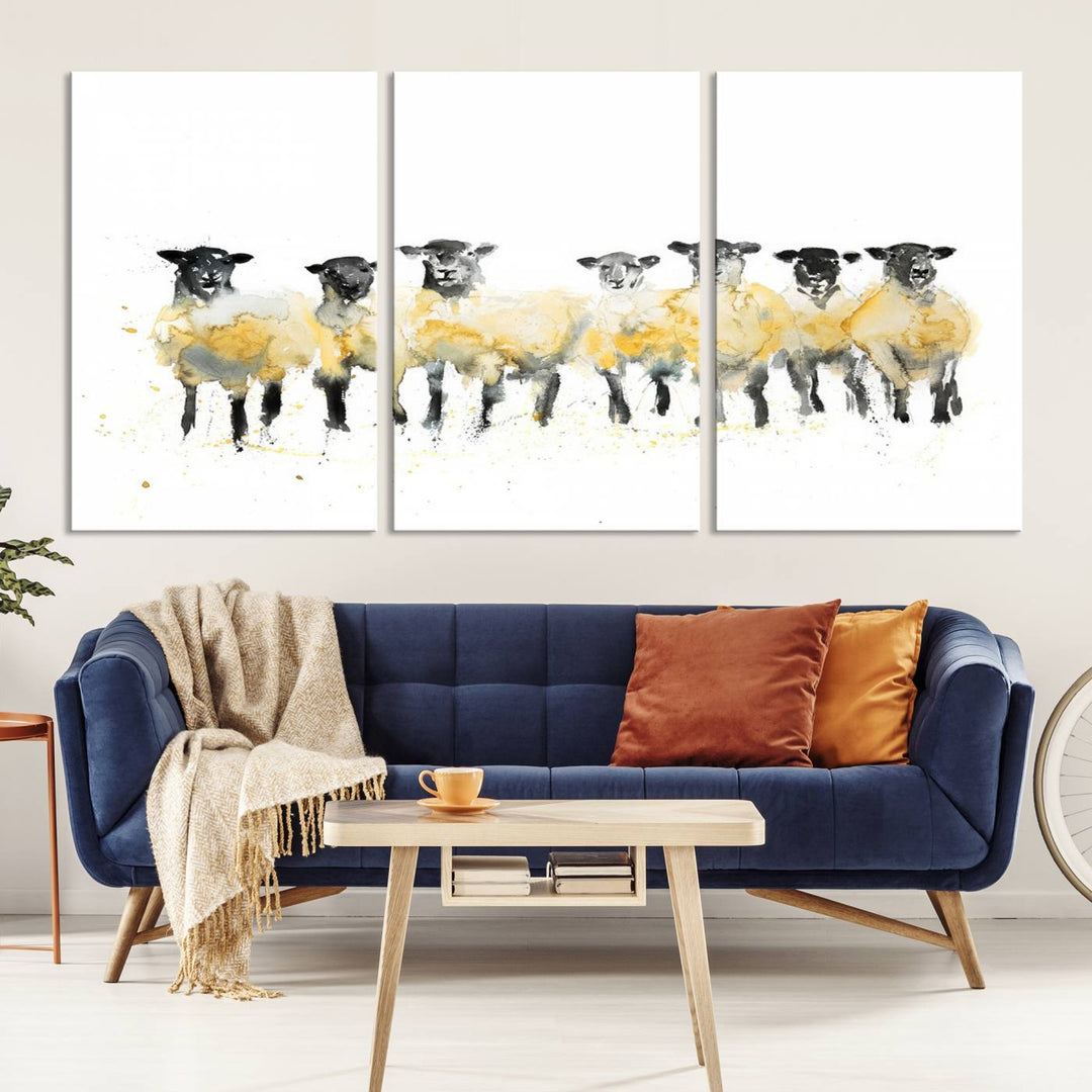 Abstract Watercolor Sheep Wall Art Canvas Print