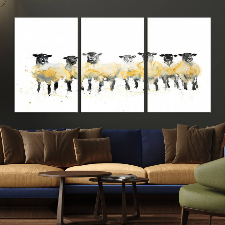 Abstract Watercolor Sheep Wall Art Canvas Print