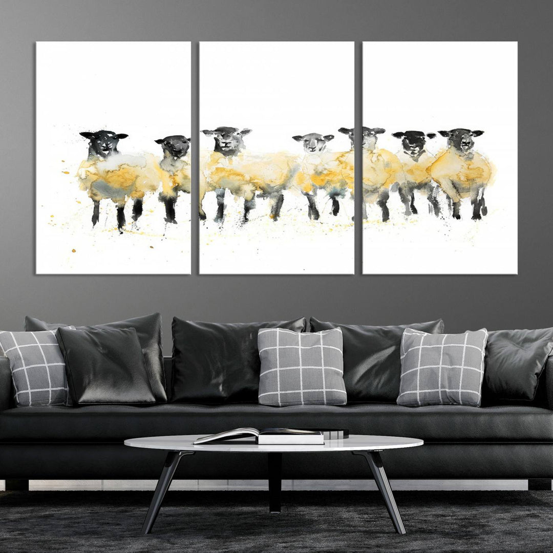 Abstract Watercolor Sheep Wall Art Canvas Print