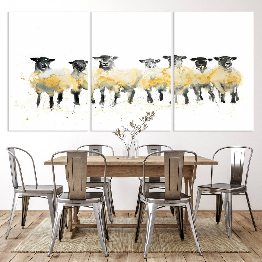 Abstract Watercolor Sheep Wall Art Canvas Print