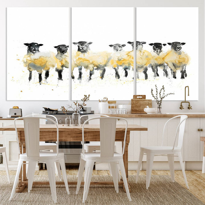 Abstract Watercolor Sheep Wall Art Canvas Print