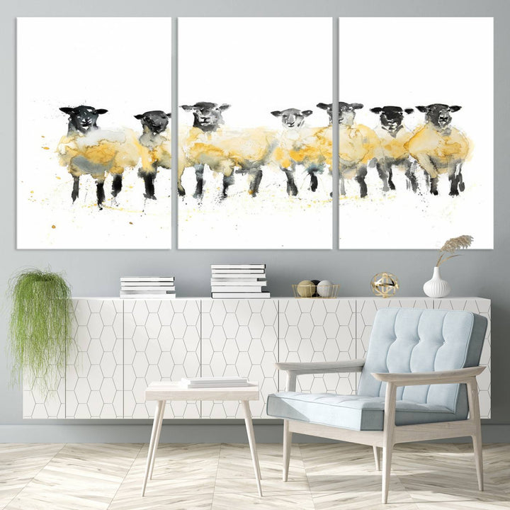 Abstract Watercolor Sheep Wall Art Canvas Print