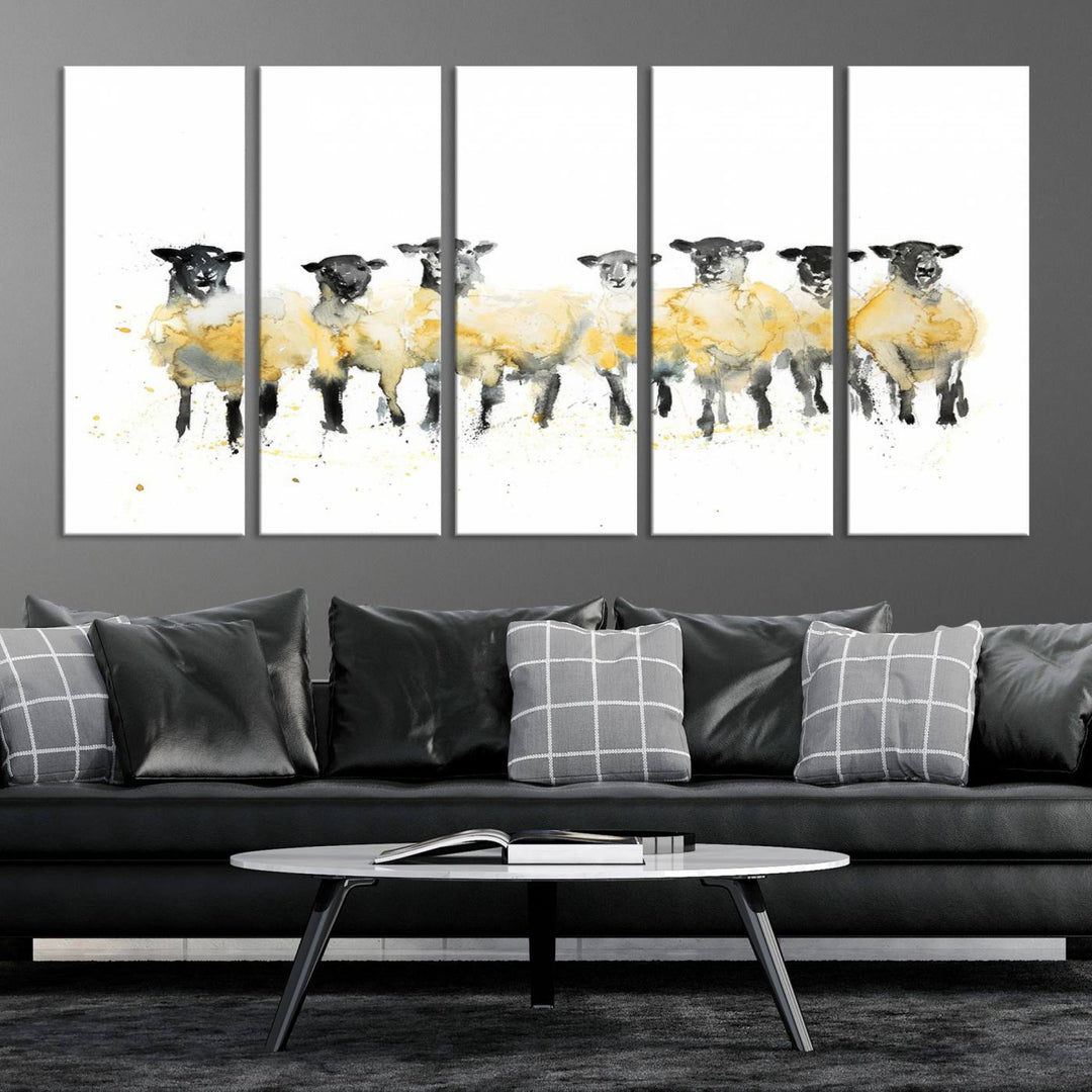 Abstract Watercolor Sheep Wall Art Canvas Print