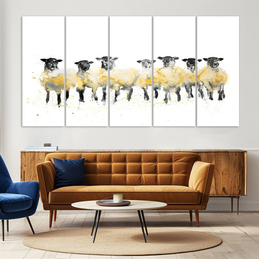 Abstract Watercolor Sheep Wall Art Canvas Print