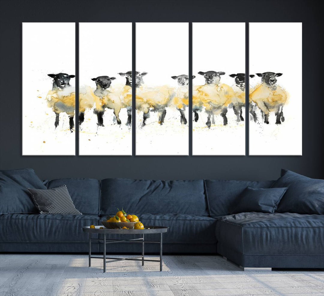 Abstract Watercolor Sheep Wall Art Canvas Print