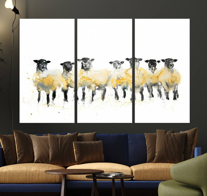 Abstract Watercolor Sheep Wall Art Canvas Print