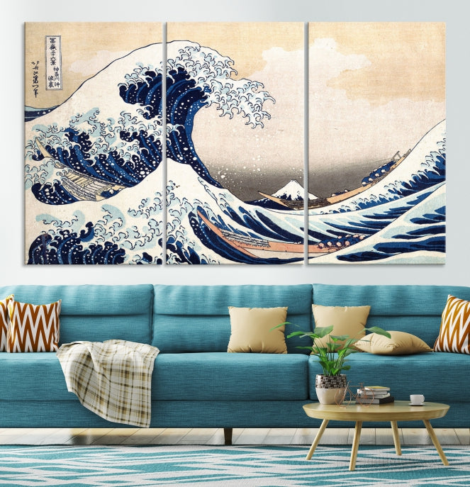 Abstract Wave Painting Large Wall Art Canvas Print Framed Ready to Hang