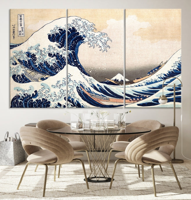 Abstract Wave Painting Large Wall Art Canvas Print Framed Ready to Hang