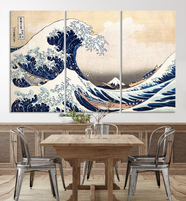 Abstract Wave Painting Large Wall Art Canvas Print Framed Ready to Hang