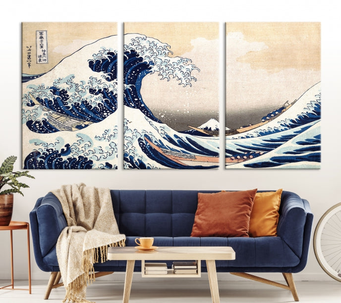 Abstract Wave Painting Large Wall Art Canvas Print Framed Ready to Hang