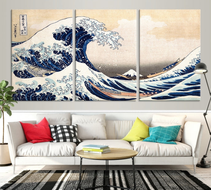 Abstract Wave Painting Large Wall Art Canvas Print Framed Ready to Hang