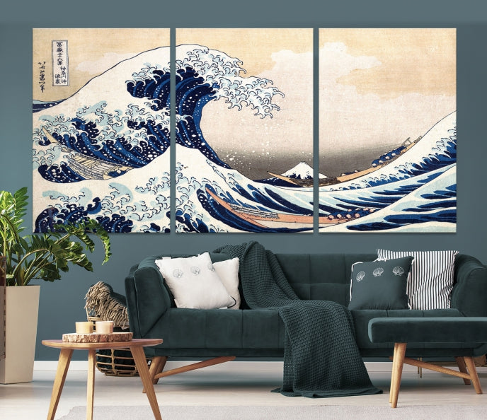 Abstract Wave Painting Large Wall Art Canvas Print Framed Ready to Hang