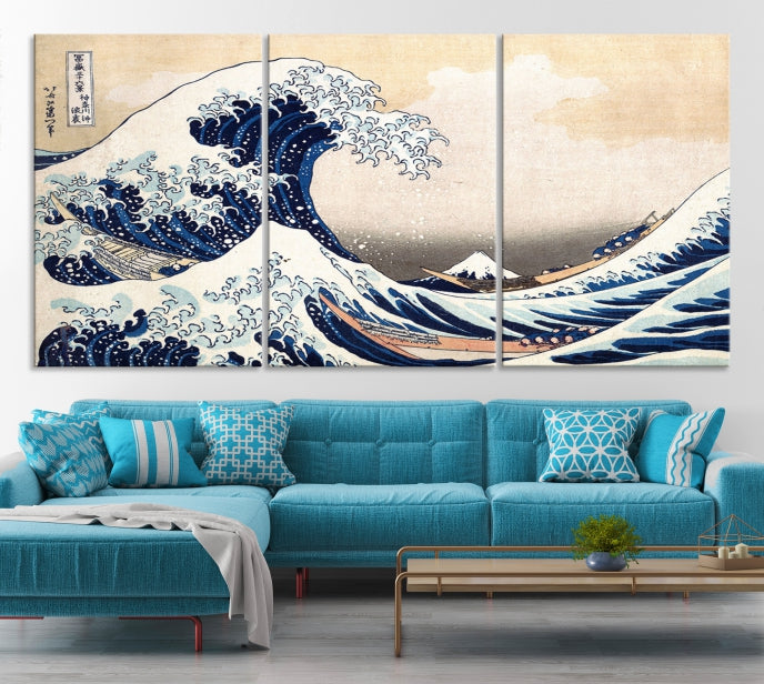 Abstract Wave Painting Large Wall Art Canvas Print Framed Ready to Hang