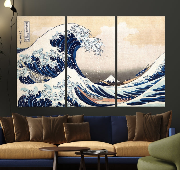 Abstract Wave Painting Large Wall Art Canvas Print Framed Ready to Hang