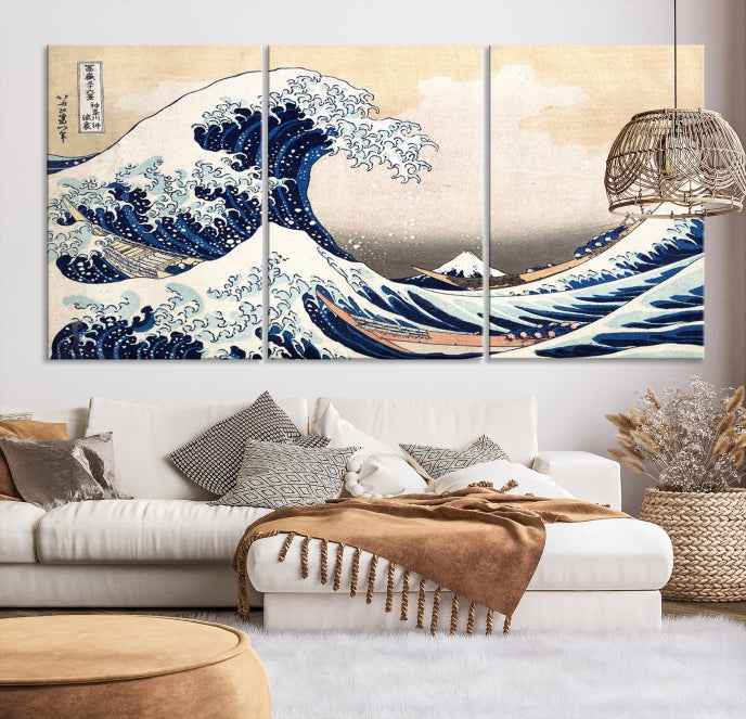 Abstract Wave Painting Large Wall Art Canvas Print Framed Ready to Hang