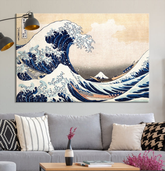 Abstract Wave Painting Large Wall Art Canvas Print Framed Ready to Hang