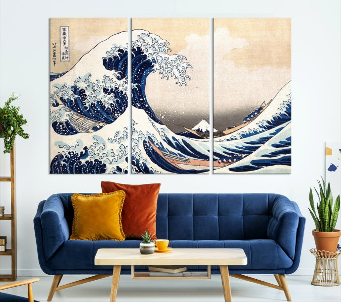 Abstract Wave Painting Large Wall Art Canvas Print Framed Ready to Hang