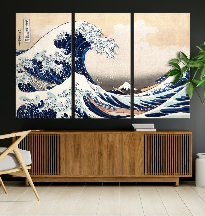 Abstract Wave Painting Large Wall Art Canvas Print Framed Ready to Hang