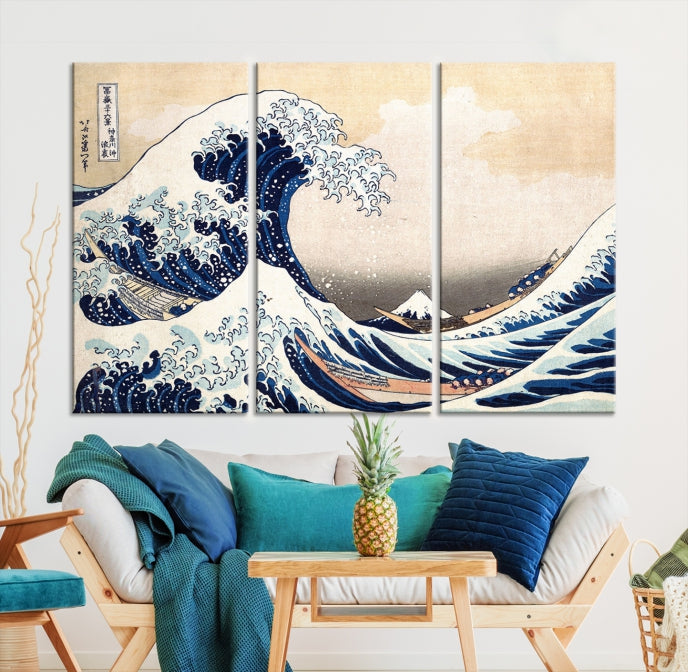 Abstract Wave Painting Large Wall Art Canvas Print Framed Ready to Hang