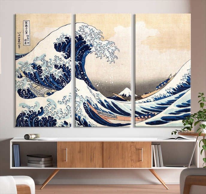 Abstract Wave Painting Large Wall Art Canvas Print Framed Ready to Hang