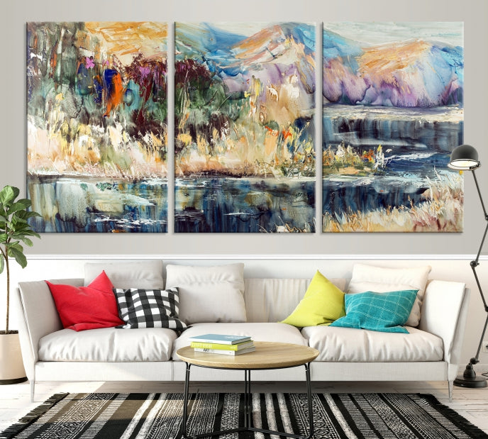 Acrylic Landscape Wall Art Mountain and Lake Scenery Canvas Print