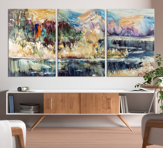 Acrylic Landscape Wall Art Mountain and Lake Scenery Canvas Print