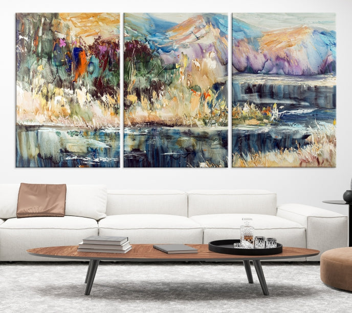 Acrylic Landscape Wall Art Mountain and Lake Scenery Canvas Print